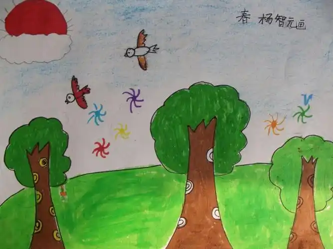 圆梦画室初级班20152016学年度第910周树木儿童画作品