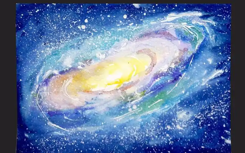 【手绘星空】详细步骤 一起来画星空吧~水彩过程上色步骤 7