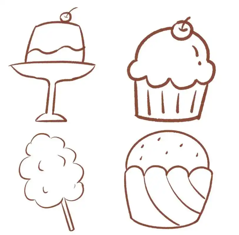 简笔画|甜品简笔画 有没有小可爱特别喜欢甜品呀? 你们都喜欢啥甜品!