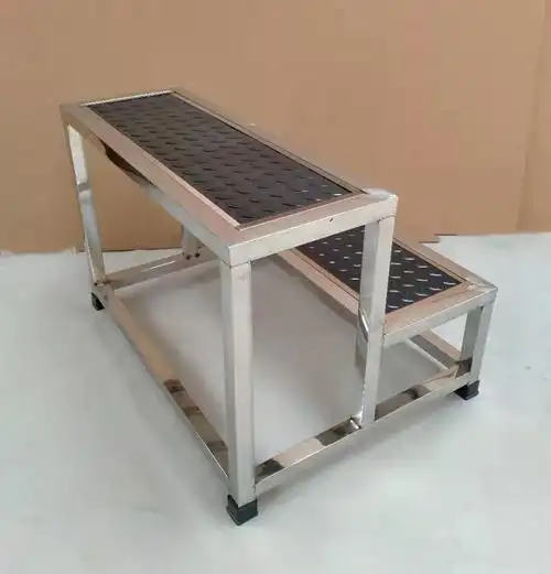 凳梯凳步梯台阶二三步梯脚踏台家用踏步台阶凳不锈钢2层黑色60厘米宽