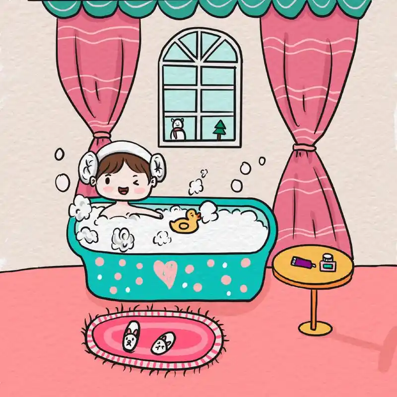 简笔画练习 | 洗澡篇04 每次洗澡都会特别开心,劳累一天后的放松非