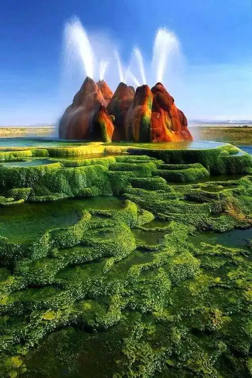 位于美国内华达州的飞翔间歇泉(fly geyser),是世界上最色彩艳丽的