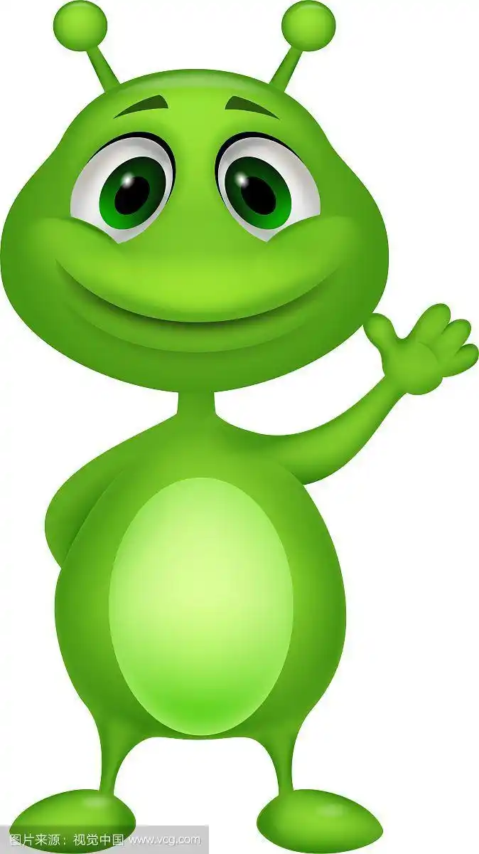 可爱的绿色外星人卡通