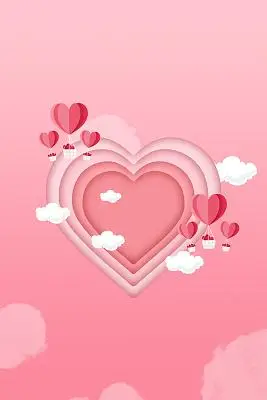 粉色爱心唯美云爱心背景海报粉色背景