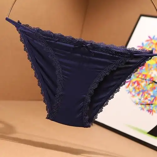 蕾丝内裤女性感火辣窄边细带女士三角裤透气棉裆冰丝丁字低腰短裤