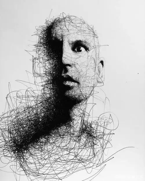 抑郁的圆珠笔:灰暗悲涩的线条,孤独,只因身在生命的极点之处