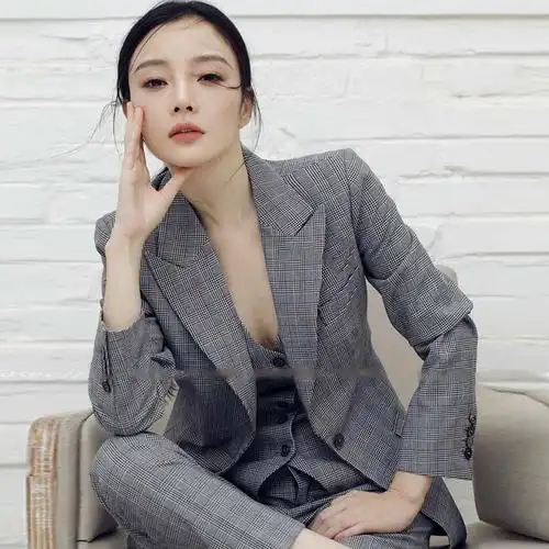 李小璐同款韩版格子西装外套女西服气质职业装套装春夏季2020新款