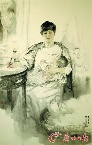 《杨开慧》 纸本水墨 何家英