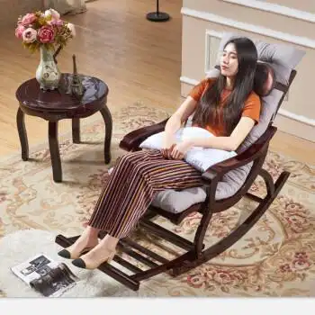 遥遥椅实木摇椅成人摇摇椅老人椅休闲椅家用阳台逍遥椅躺椅富贵红单独