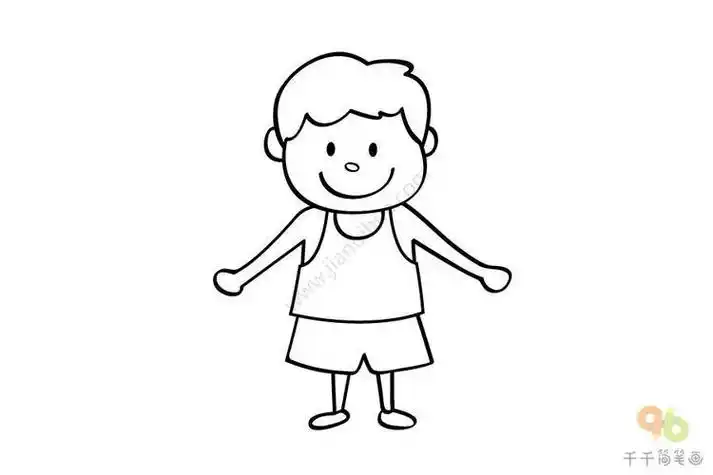 小男孩子侧面简笔画全身
