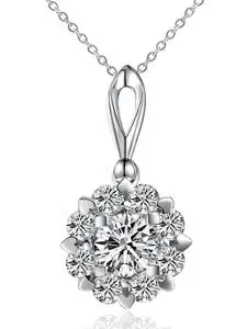 卡宝兰珠宝定制白金吊坠花嫁18k砖石群镶真钻定制1克拉钻石项链女