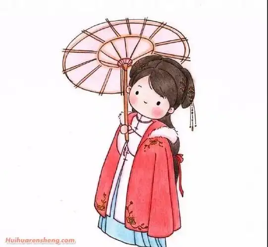 一组古风q版仙女简笔画步骤彩色图片