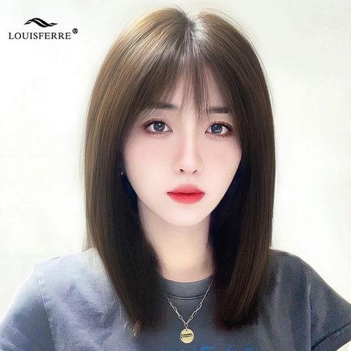 假发女长发全头套式真发全真自然中长发真人发丝锁骨发型假发套