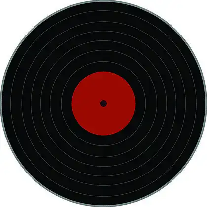 白色背景上的黑胶唱片图标.平面样式.