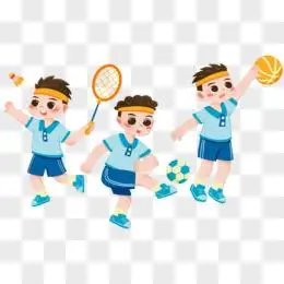 一组卡通低年级运动会人物素材
