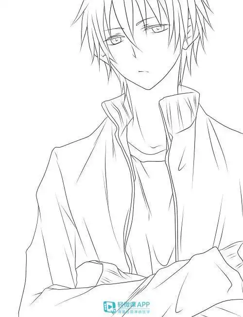 动漫人物线稿全身素材图片-三少插画网