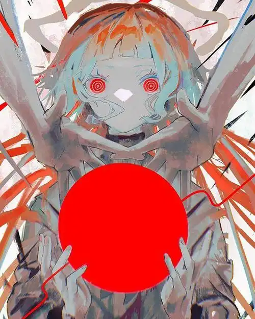 充满压抑感的二次元人物插画,人物带了阴郁病娇的魅惑特质