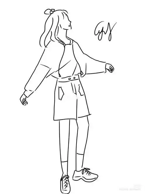 少女侧面简笔画侧左边