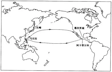 和墨西哥阿卡普尔科之间的大帆船贸易如图为贸易路线示意图该图可说明