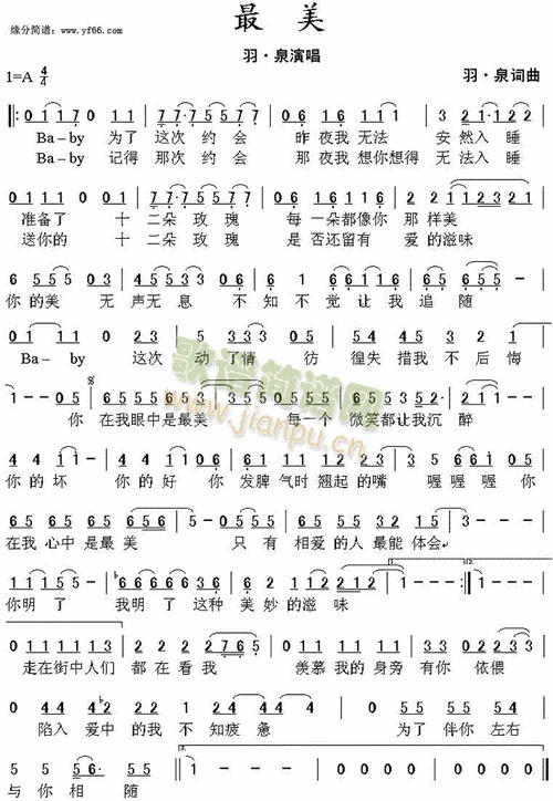 最美 歌谱简谱网