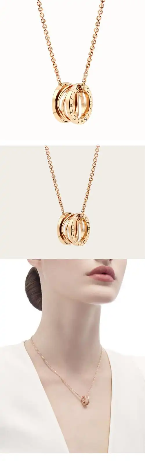 bvlgari/宝格丽b.zero1系列玫瑰金色项链吊坠cl858069 353795