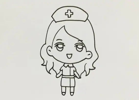 可爱的卡通护士简笔画画法步骤图片