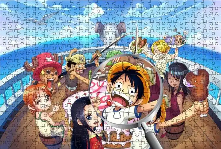 马赛克路飞笑脸木质海贼王拼图 1000片成人抖音动漫周边海报通缉令