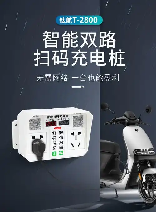 电瓶车充电桩出租房小区家用电动车智能充电站2路扫码充电插座【图片