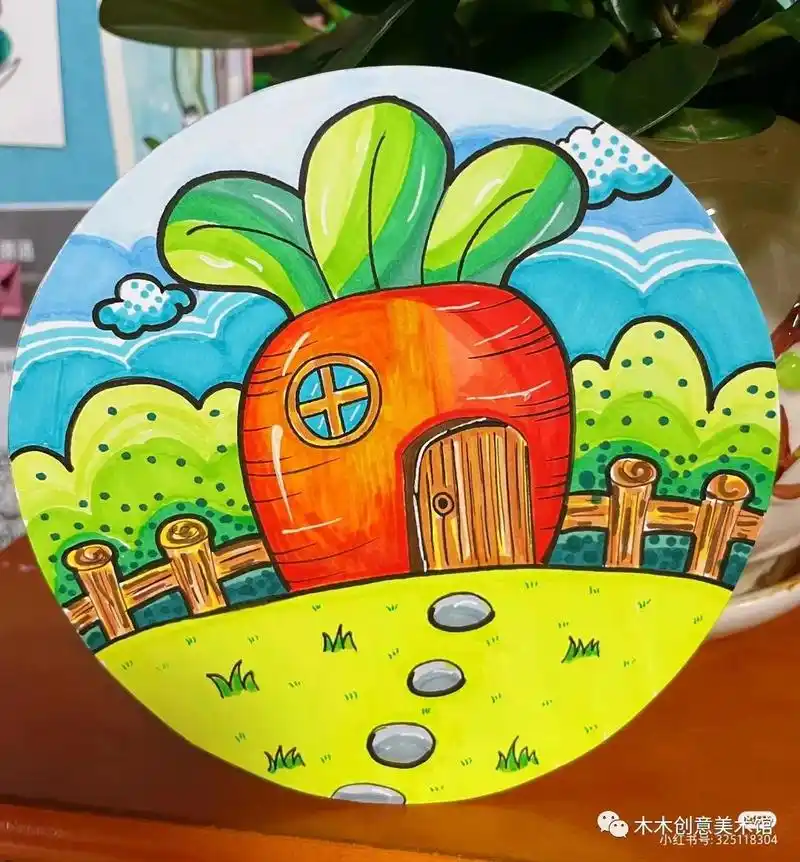 儿童画范画,各种各样的房子