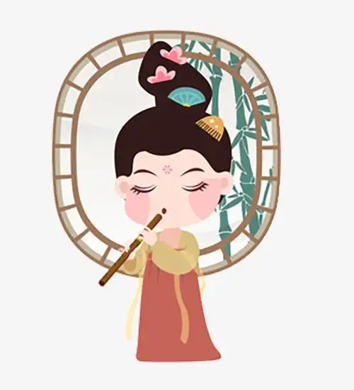 国潮风唐朝仕女笛子中国风