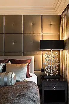 主卧室,丝绸,墙壁,床头柜,灯,豪华,室内,设计,家