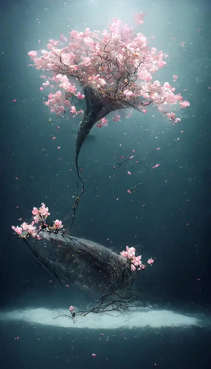 鲸落.一鲸落,万物生#原创插画 #绝美壁纸 #ai绘画 #鲸 - 抖音