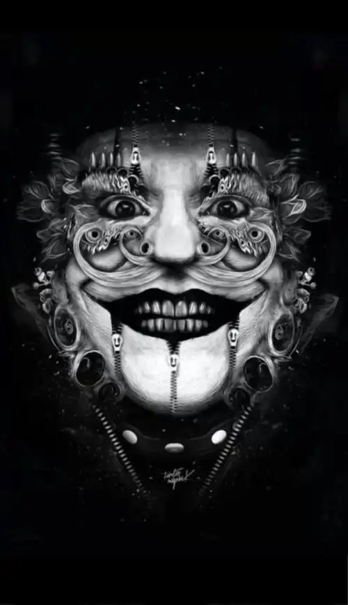 小丑黑白绘画美图