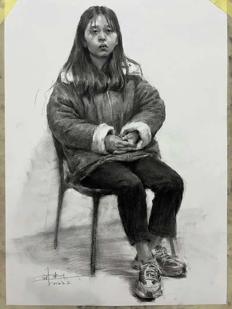 中央戏剧学院初试.2小时素描全身像范画(步骤) - 抖音