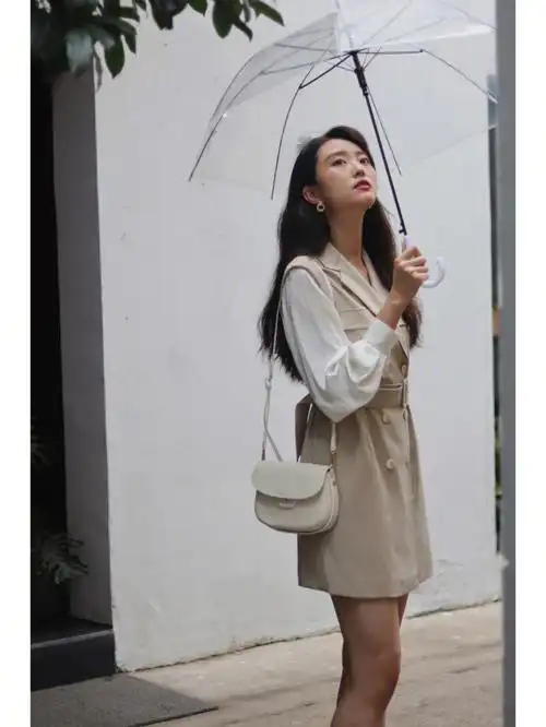 175高个子女生职场穿搭假两件收腰连衣裙