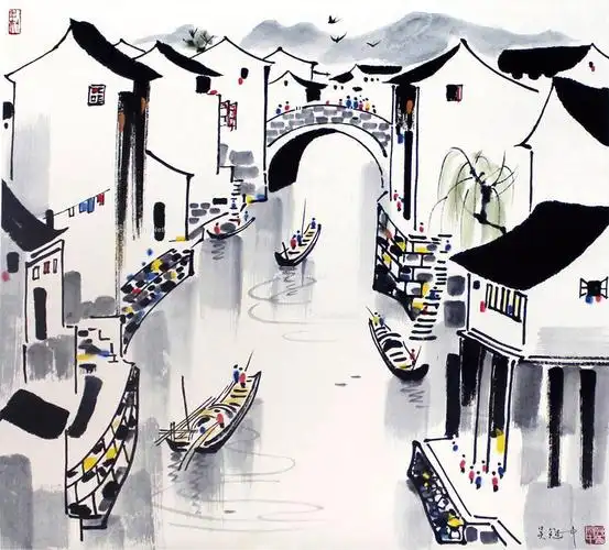 吴冠中 (款) 江南水乡图 (一件) 立轴