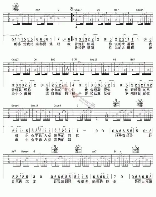 陈绮贞陈绮贞表面的和平吉他谱