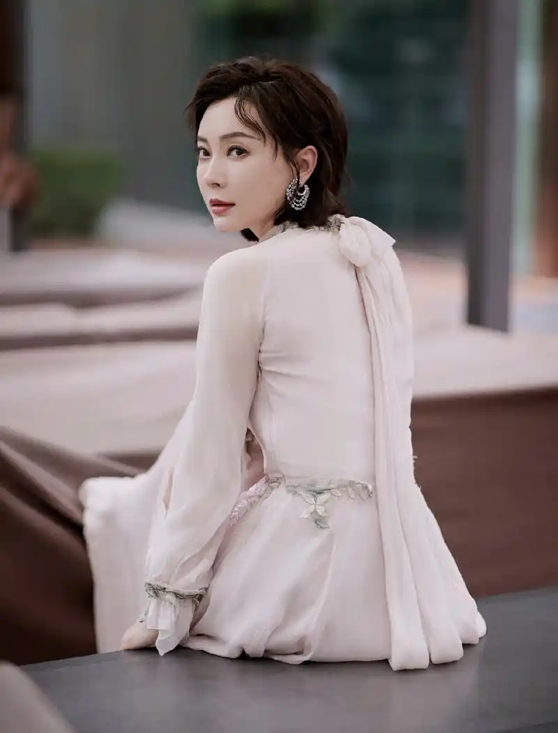 陈数粉色刺绣长裙性感图片写真69