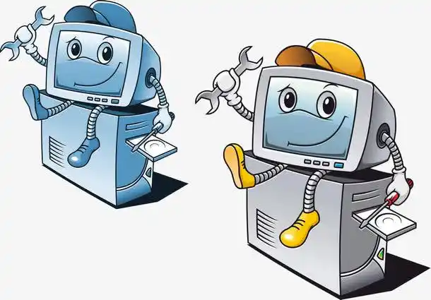 可爱卡通电脑自动维护免抠