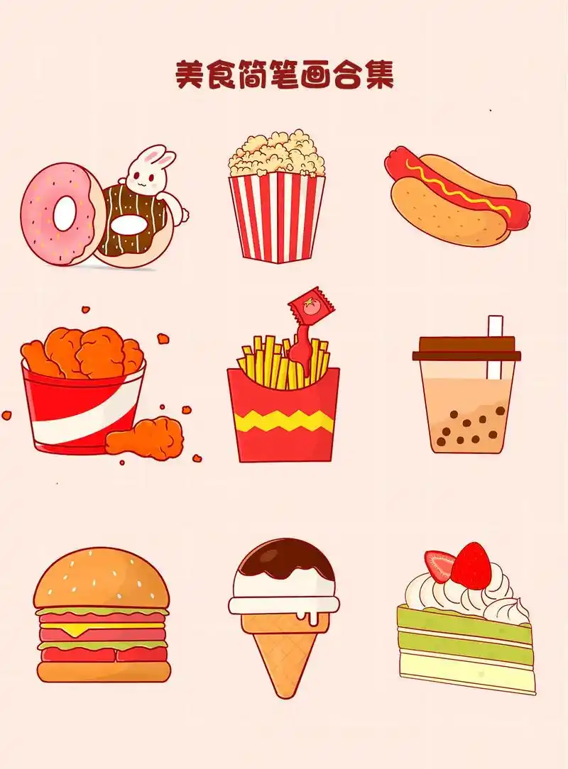 美食简笔画合集,详细教程劲主页查看哟07#美食简笔画 #li - 抖音
