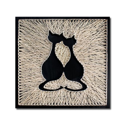 和万兴相拥猫纱线画 钉子毛线缠绕线装饰画手工diy弦丝画材料包