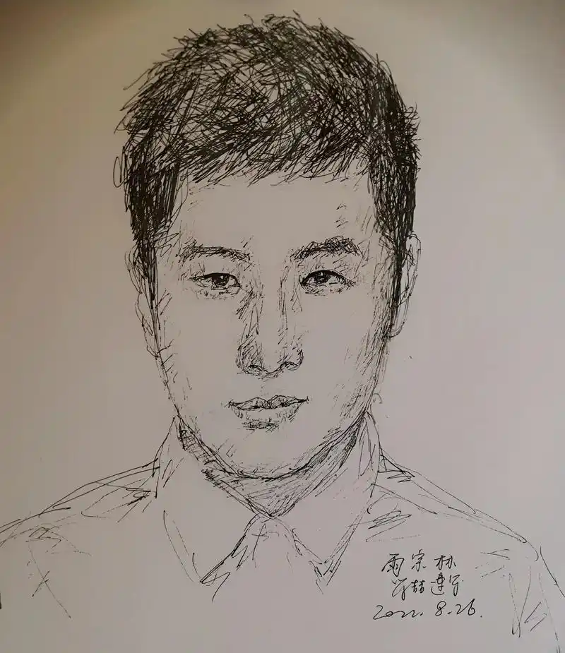 钢笔肖像速写歌手雨宗林感谢抱着一颗谦卑和感恩的心去对待生活那你所