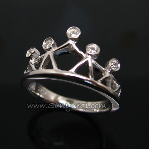 925纯银镀白金 镶嵌锆石 真爱戒指 《王子变青蛙》大钻新版