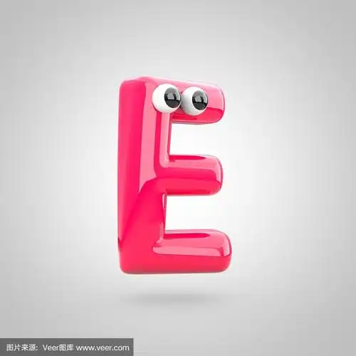 有趣的带眼睛的粉色大写字母e