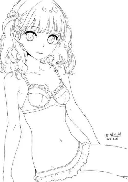 动漫少女手绘线稿