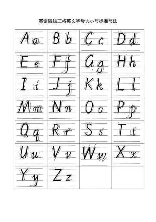 英语四线三格英文字母大小写标准写法资料-金锄头文库