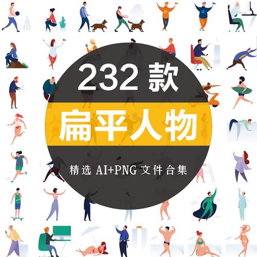 创意手绘卡通扁平风人物男女形象矢量ai后期素材免抠png设计模板