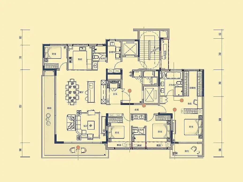 250平米奢华大平层,两部电梯单独为一户服务,相当阔绰