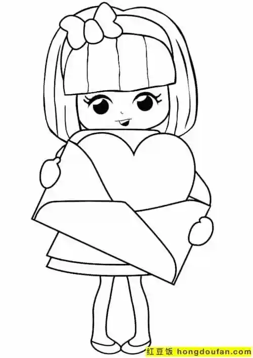 10张可爱的女孩子女同学卡通儿童涂色图片-红豆饭小学生简笔画大全