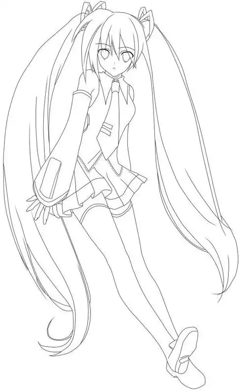临摹涂色的最佳选择黑白线稿高清初音未来miku二次元动漫漫画绘画技能